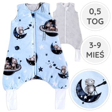 shumee BabyU, Poletne spalne vreče, nogavice za noge z dvojno zadrgo 0,5 TOG 3-9 M