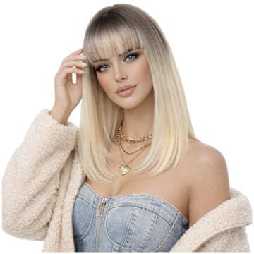 shumee Ženska lasulja Luvu s frufrujem, svetlo blond ravnimi lasmi, KOT naravni ombre