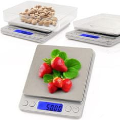 shumee Precizna elektronska kuhinjska tehtnica za nakit 500 g 0,01 g dve posodi