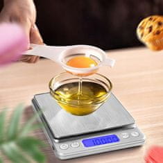 shumee Precizna elektronska kuhinjska tehtnica za nakit 500 g 0,01 g dve posodi