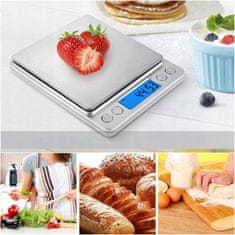shumee Precizna elektronska kuhinjska tehtnica za nakit 500 g 0,01 g dve posodi