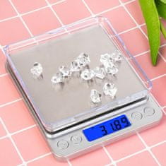 shumee Precizna elektronska kuhinjska tehtnica za nakit 500 g 0,01 g dve posodi