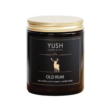 shumee Old Rum - sojina sveča z notami ruma, konjaka in vanilije - yush - 180 ml