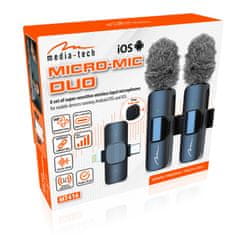 Media-Tech Micro-MIC DUO - komplet 2 brezžičnih mikrofonov, s sponko, iOS in Android (OTG), mini, super občutljiv. USB-C in Lightning