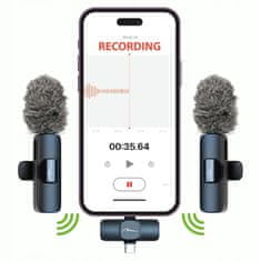 Media-Tech Micro-MIC DUO - komplet 2 brezžičnih mikrofonov, s sponko, iOS in Android (OTG), mini, super občutljiv. USB-C in Lightning