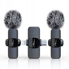 Media-Tech Micro-MIC DUO - komplet 2 brezžičnih mikrofonov, s sponko, iOS in Android (OTG), mini, super občutljiv. USB-C in Lightning
