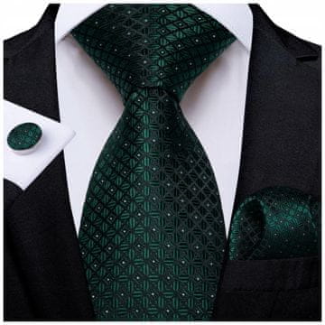 shumee Klasična moška kravata 8 cm, eleganten komplet žakard žepnega robčka + manšetni gumbi