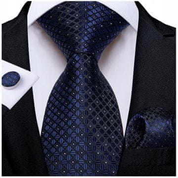 shumee Klasična moška kravata 8 cm, eleganten komplet žakard žepnega robčka + manšetni gumbi