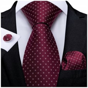 shumee Klasična moška kravata 8 cm, eleganten komplet žakard žepnega robčka + manšetni gumbi