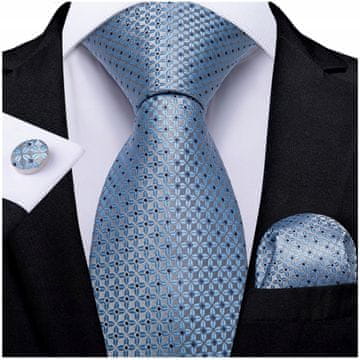 shumee Klasična moška kravata 8 cm, eleganten komplet žakard žepnega robčka + manšetni gumbi