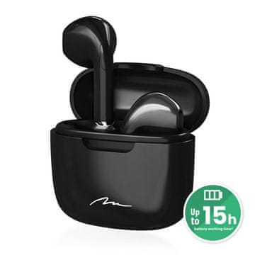 Media-Tech R-phones TWS - mini Bluetooth 5.3 slušalke v ušesih s tehnologijo TWS, prenosna baterija/polnilnik z vključeno baterijo, črne barve