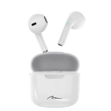 Media-Tech R-phones TWS - mini Bluetooth 5.3 slušalke v ušesih s tehnologijo TWS, prenosna baterija/polnilnik z vključeno baterijo, bele barve