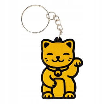 shumee Maneki Neko japonski obesek za ključe z mačko sreče, zlat 3D
