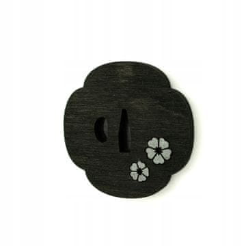 shumee Magnet za hladilnik Tsuba sakura češnjev cvet črno-srebrn 40x40 mm