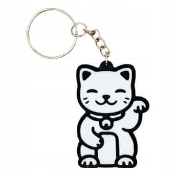 shumee Maneki Neko japonski obesek za ključe srečne mačke bele barve 3D