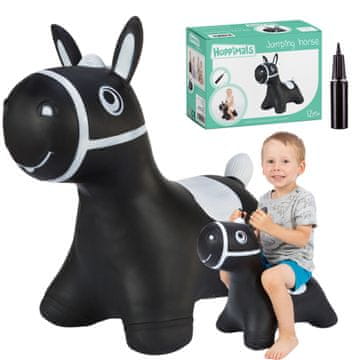 shumee Hoppimals gumijasti pulover za otroke s črpalko, črni konj