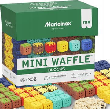 MARIOINEX Marioinex Mini vaflji bloki 302 kosov, vključno s 74 konektorji. Novo! Mehki