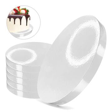 Brand4Cake Podstavek za torto, bela, 25 cm, komplet 5 okroglih bobnov za torto, Premium Brand4Cake