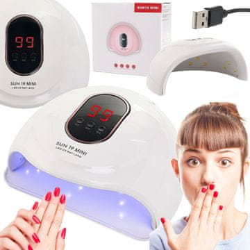 shumee Svetilka za nohte za hibridne UV gele SUN 19 mini LCD dvojna LED 72W USB manikura