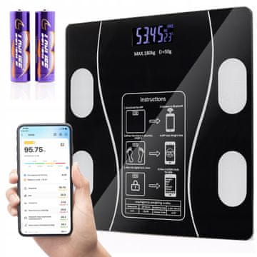 shumee Elektronska analitična kopalniška tehtnica BMI Bluetooth steklo LCD pametna