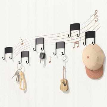 shumee Črn samolepilni obešalnik za note za kopalnico, kuhinjo, dnevno sobo, komplet 6 kosov