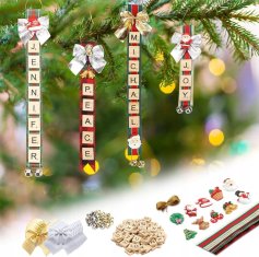 INNA Leseni okraski za božično drevo, komplet za samostojno sestavljanje, imena za samostojno sestavljanje