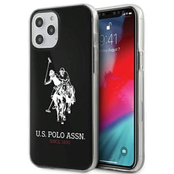 U.S. Polo Assn. Ovitek za iPhone 12 Pro Max US Polo z velikim sijočim logotipom in črnim vzorcem