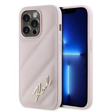 Karl Lagerfeld Ovitek Karl Lagerfeld Diagonal Quilted Pink za iPhone 14 Pro