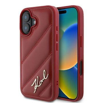 Karl Lagerfeld Prešit ovitek Karl Lagerfeld Signature rdeče barve za iPhone 16