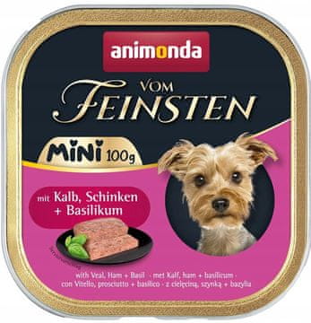 Animonda Animonda Dog | Vom Feinsten Mini | Mokra hrana za pse majhnih pasem 100 g - Telečja šunka in bazilika 100 g