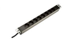 Assmann PDU 19 Rack razdelilnik, 8x Schuko vtičnice, 2,0 m, 1x Unischuko vtič, 16 A, aluminij DN-95401