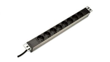 Assmann PDU 19 Rack razdelilnik, 8x Schuko vtičnice, 2,0 m, 1x Unischuko vtič, 16 A, aluminij DN-95401
