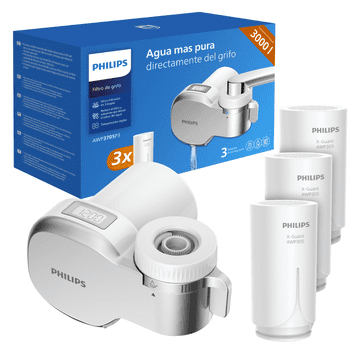 Philips Philips AWP3705P3 filter za vodo iz pipe z zaslonom in števcem. Priloženi so 3 filtrirni vložki.