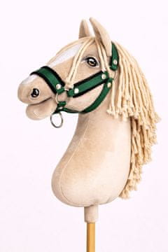 shumee Nastavljiva ovratnica za konje Hobby Horse A3, steklenično zelena s črnim krznom