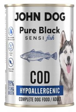 John Dog John Dog | Čisti črni sesni | Hipoalergena hrana za pse 400 g - Trska 400 g