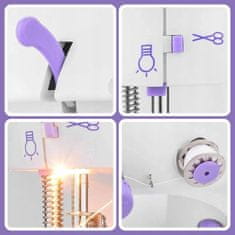 shumee Mini šivalni stroj z LED osvetlitvijo ozadja, prenosni, 2 načina + dodatki