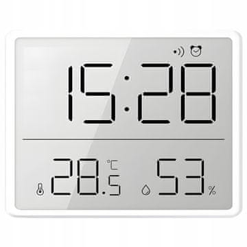 shumee Večnamenska digitalna budilka Termometer Higrometer LCD Magnetna bela