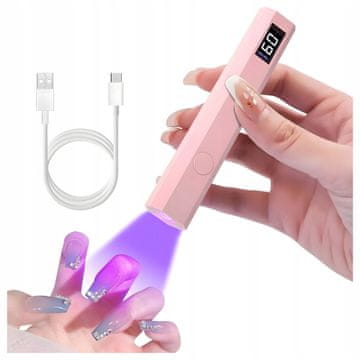 shumee Prenosna LED+UV svetilka za nohte, roza, polnilna, brezžična, mini