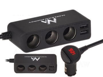 shumee Razdelilnik za vžigalnik cigaret 12-24V 2xUSB 120W