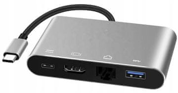 shumee Priklopna postaja HUB USB-C HDMI 4K 3840*2160 LAN RJ45 5Gbps PD do 100Mb/s