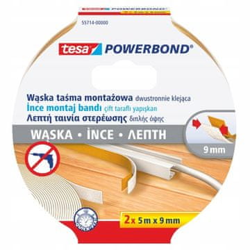 Tesa Tesa dvostranski penasti montažni trak za ozke LED trakove 2 x 5 m x 9 mm