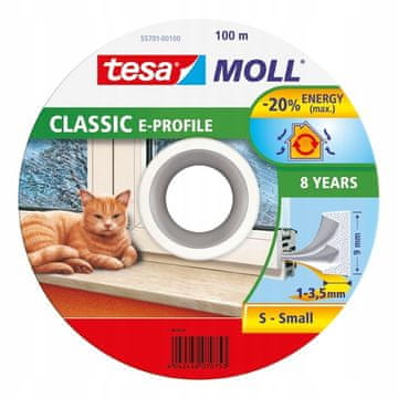Tesa Tesa samolepilno tesnilo za okna in vrata, guma, E-profil, belo, 100 m x 9 mm