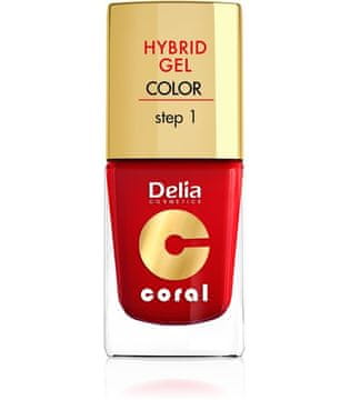 DELIA Delia Cosmetics Coral Hybrid gel lak za nohte št. 01 rdeča 11 ml