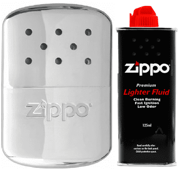 shumee Zippo komplet grelnikov za roke Zippo Chrome 12H+ dodatki za bencin