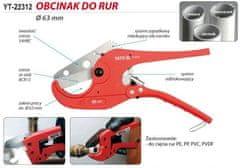 YATO Rezalnik PVC cevi do 63 mm / YT-22312 / yato