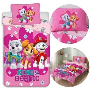Paw Patrol Paw Patrol roza posteljnina za dekle, z zadrgo, bombaž 140x200cm OEKO-TEX
