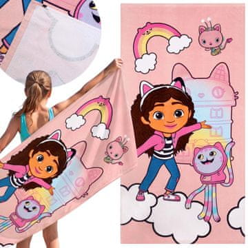 DreamWorks Gabby's Dollhouse Bombažna brisača, brisača za plažo, za otroke 70x140 cm OEKO-TEX
