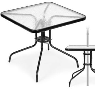 Northix Vrtna miza 80x80 cm, za teraso, vrt, balkon, kaljeno steklo, odprtina za senčnik, MultiGarden
