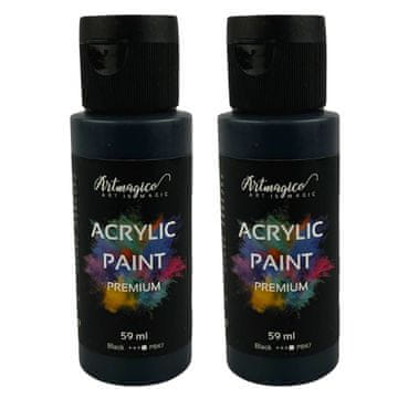 Artmagico Akrilna barva Premium 59 ml, Black, 2 kosa