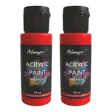 Artmagico Akrilna barva Premium 59 ml, Vermillion Red, 2 kosa